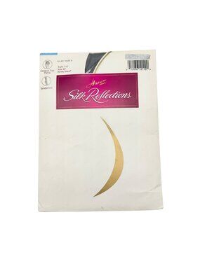 Hanes Silk Reflections Control Top Pantyhose Sz EF Barely Black Sheer Sandalfoot